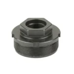 KGM DTA HUB 1.375X24 TO 5/8X24 STL black threaded adapter, angled top view