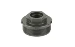 KGM DTA HUB 1.375X24 TO 5/8X24 STL black threaded adapter, angled top view