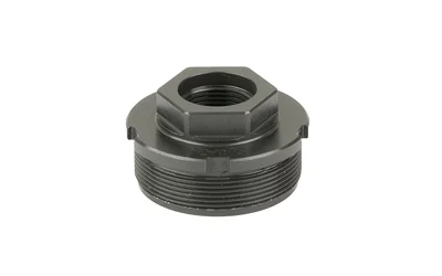 primary-14725 KGM DTA HUB 1.375X24 TO 5/8X24 STL black threaded adapter, angled top view