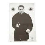 ACTION TGT Vital Impact, front view of paper target with armed figure and circular aim points