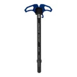 ARMASPEC VICTORY CHARGING HANDLE BLU, black charging handle with blue grips in top view