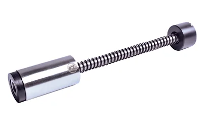 ARMASPEC SOUND MIT BUFFER AR9 GEN3 silver buffer assembly with exposed spring, angled side view
