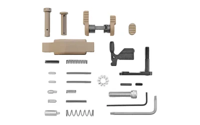 primary-14789 ARMASPEC SPR LT LPK 223/556 FDE assorted tan and black lower parts arranged on white