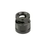 ARMASPEC PAWN MICRO COMPENSATOR black, angled top view with side ports and central opening