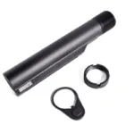 ARMASPEC CARB BFF TUBE KIT W/ EP/CN black tube with end plate and castle nut, angled view