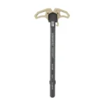 ARMASPEC VICTORY charging handle, black and FDE top view with wide curved dual latches