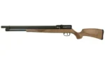 JTS AIRACUDA STANDARD .22 AIR RIFLE, right-side view with black barrel and brown wood stock
