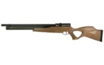 JTS AIRACUDA MAX .22 AIR RIFLE, right-side view with black barrel and brown thumbhole stock