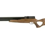 JTS Airacuda Max air rifle, right-side view with black barrel and brown thumbhole stock