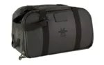 Legend Chimera DLX Range Bag black and gray, angled front view with handles and shoulder strap