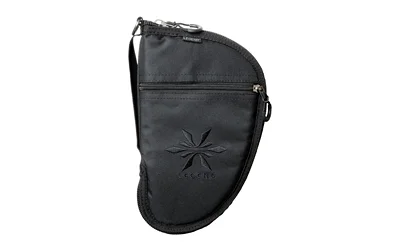 Legend Pegasus black pistol rug, side view with zipper, carry loop and embossed logo