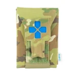 BL Force TKN Nano V2 multicam pouch, front view with blue medical symbol and belt mount