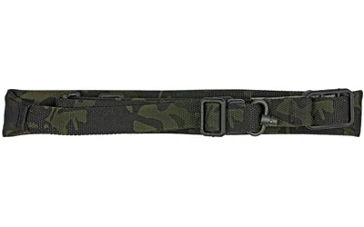 primary-14864 BL FORCE VICKERS PADDED 2-1 SLNG MCB green camouflage sling, laid flat with black buckles