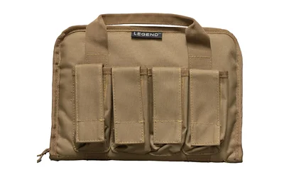 LEGEND PEGASUS TAC PISTOL CS DE tan case front view with handles and three exterior pouches