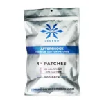 Legend Aftershock 1 1/8-inch patches in silver resealable 500-pack pouch, front view