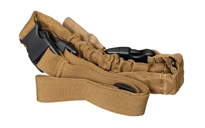 primary-14898 LEGEND PEGASUS SNGL BUNGEE SLING, tan sling with black buckles and gathered bungee section