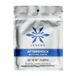 LEGEND AFTERSHOCK SILICONE CLOTH, silver resealable retail pouch with blue branding