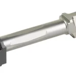 RADIAN AFTRBRNR RJ FOR G19 G3 BK/GRY silver barrel with black compensator, angled side view