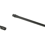 CMMG BBL AND BCG KIT 16.1 5.7X28MM black barrel and bolt carrier group laid side by side