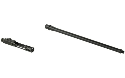 CMMG BBL AND BCG KIT 16.1 5.7X28MM black barrel and bolt carrier group laid side by side