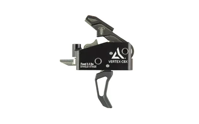 primary-15003 RADIAN VERTEX TRIGGER CBX CURVED BLK, black trigger unit in side view with curved trigger shoe