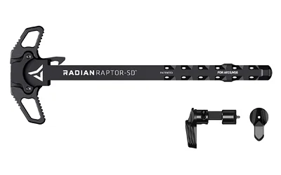 primary-15015 RADIAN COMBO RAPTOR SD/TALON BLK black charging handle and selector components laid out
