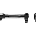 RADIAN AFTRBRNR RJ FOR G19 G4 BK/GRY, black barrel and compensator shown from side and front
