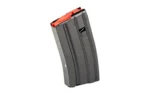 Global Ordnance GO MAG AR black curved steel magazine, angled side view with orange follower