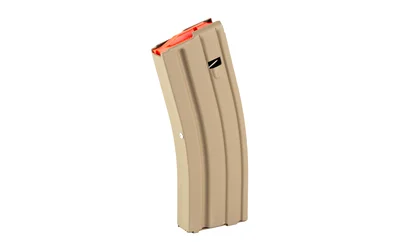 primary-15032 Global Ordnance GO MAG AR FDE extended curved steel magazine, angled side view