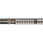 Radian Upper brown, right-side view with ventilated handguard, top rail and muzzle device