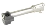 RADIAN AFTBRN RMJT P365XL 3.7-inch BK/GR, silver barrel and dark compensator in angled view