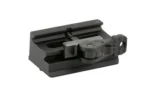 American Defense Mfg. AM DEF ARCA TO PICATINNY TRIPOD black adapter, angled top view with lever