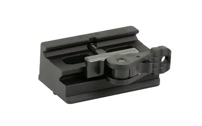 American Defense Mfg. AM DEF ARCA TO PICATINNY TRIPOD black adapter, angled top view with lever