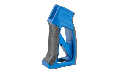 primary-15121 FORTIS TORQUE PISTOL GRIP CF BLUE blue and black pistol grip, angled side view with open frame
