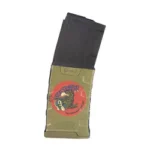 Mission First Tactical MFT EXTREME DUTY magazine, black and olive view with red circular emblem