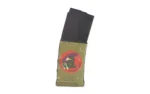 Mission First Tactical MFT EXTREME DUTY magazine, black and olive view with red circular emblem