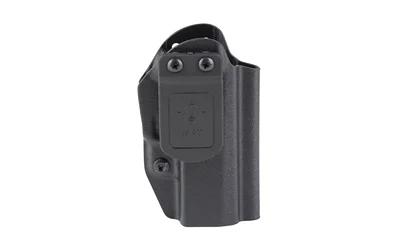 Mission First Tactical MFT AIWB HLSTR SIG P365XL, black, front view with belt clip and screws