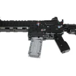 Caliber Gourmet CBG BUILDING BLOCKS MACHINE GUN black assembled model with orange muzzle, right side