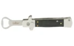 CBG CALIBER SWITCHBLADE BTL OPENER black-handled opener extended, side view