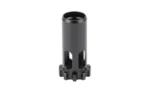 DEAD AIR MOJAVE PISTON M16X1RH 45CAL, angled front view of black cylindrical metal piston