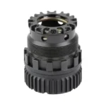 Dead Air Mojave Booster Assembly in black, angled view with threaded body and ridged rings