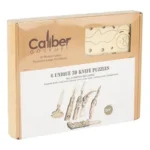 CBG CALIBER WOOD KNIVES PUZ 6 PCS wooden puzzle set box, front view with knife artwork