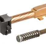 Shadow Systems CR-P bronze barrel compensator kit, angled view with recoil spring