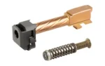Shadow Systems CR-P bronze barrel compensator kit, angled view with recoil spring
