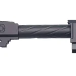 Shadow Systems CR-P black barrel compensator kit, side view with spiral-fluted barrel