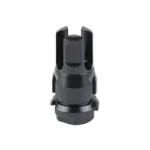 Dead Air KeyMicro GOV flash hider, black, angled front view with open prongs