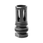 DEAD AIR XENO GOV A1 FH black flash hider, upright view with open slots and threaded base