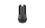 Advanced Armament Corp AAC BLACKOUT FH black flash hider, angled side view with open prongs