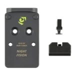 Night Fision NF PLATE+BS RMR FITS GLOCK FS MOS, black mounting plate and two sight pieces, top view