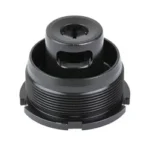 DEAD AIR HUB TAPER DT 1/2X28, black threaded adapter in angled top view